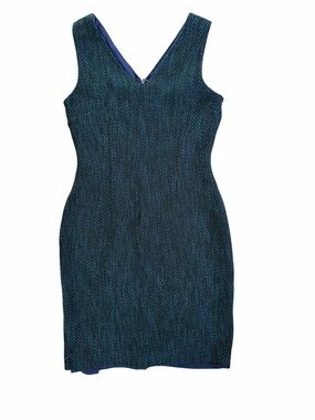 Banana Republic Teal Textured V‑Back Midi Dress